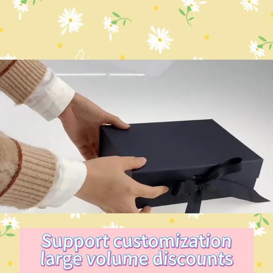 Foldable Cardboard Cosmetics Makeup Jewelry Clothes Magnetic Paper Gift Packing Box for Watch Wedding Party Festival Gift Packaging with Ribbon